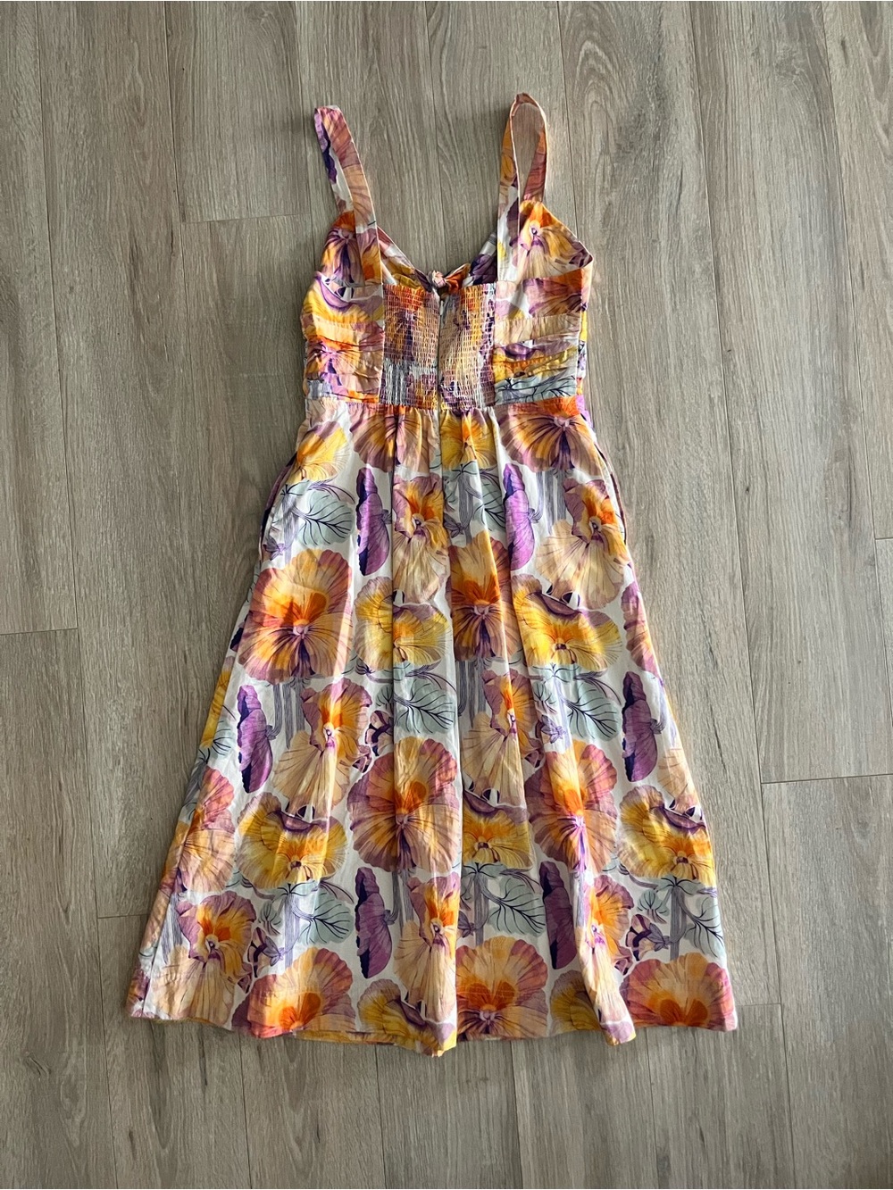 Anthropologie x Cecilia Pettersson Women’s Tie-Front Midi Dress Floral - Size 0 - Picture 5 of 7